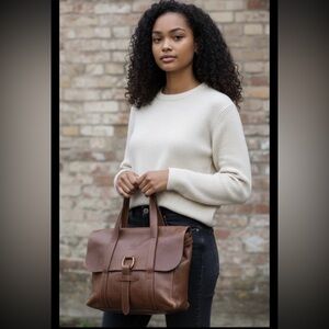 IL BISONTE VINTAGE LEATHER BAG Natural Patina ITALY Brown FAST SHIPPING 3346-4